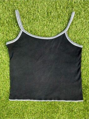 Vintage Fibres Black Contrast Trim Cami Tank Top Y2K Size Large